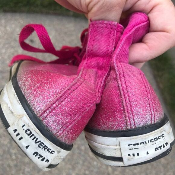Converse Hightop Pink Sparkle Sneakers Size 2 - Picture 6 of 7